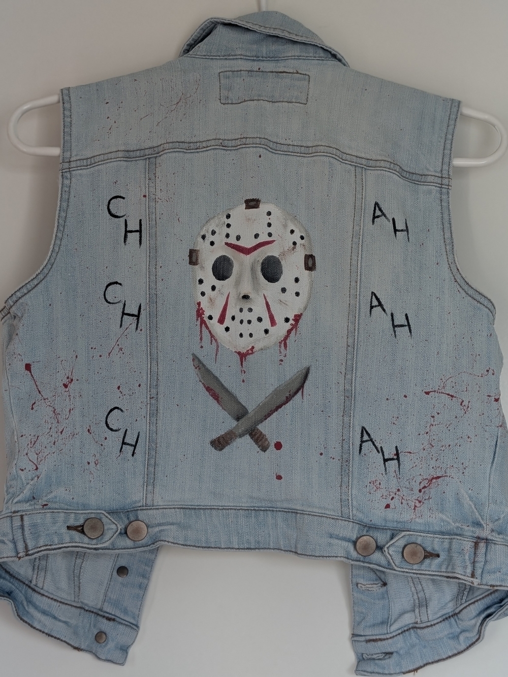 Dynamite Light Blue Denim Vest with Horror Mask Art
